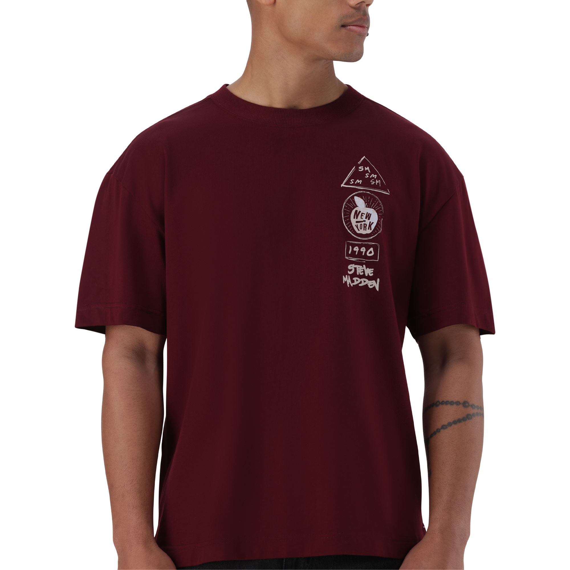 MIKE BURGUNDY CREW NECK T-SHIRT