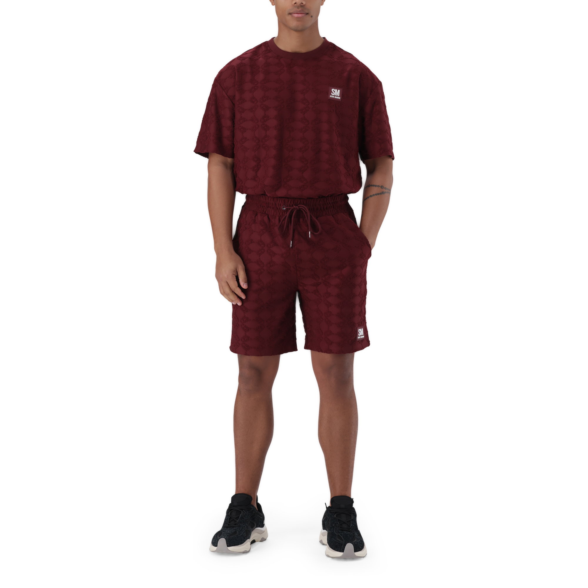 HARRY BURGUNDY EMBOSSED SHORTS