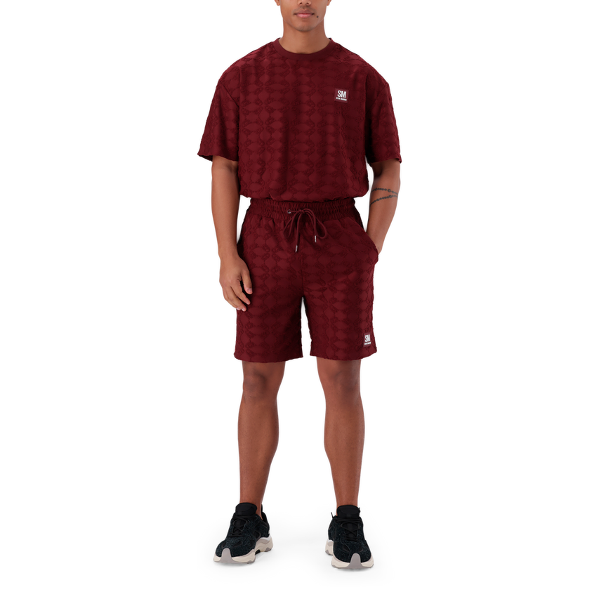 HARRY BURGUNDY EMBOSSED SHORTS