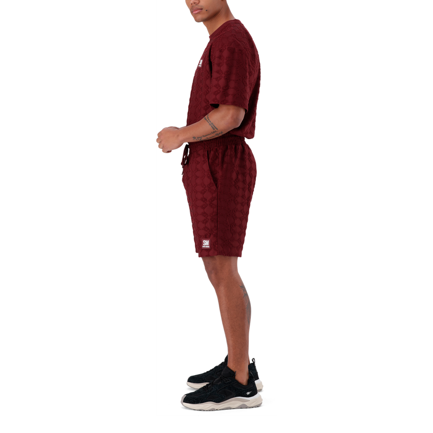 HARRY BURGUNDY EMBOSSED SHORTS