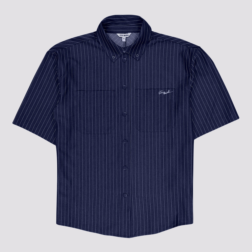 PETER NAVY PIN STRIPE SHIRT - view 7
