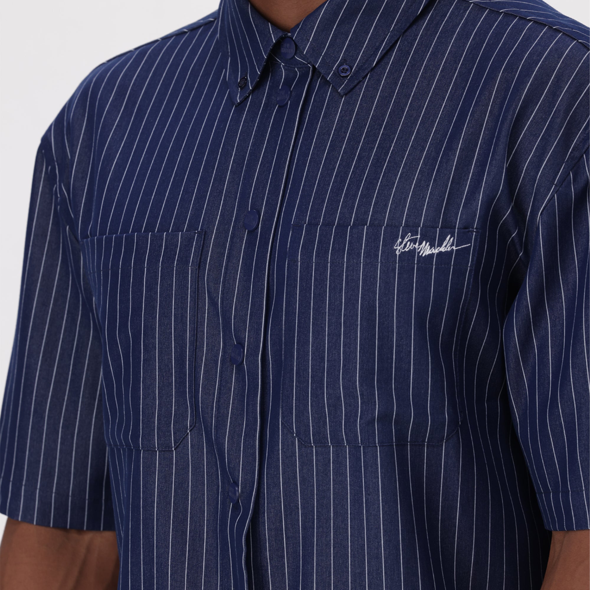 PETER NAVY PIN STRIPE SHIRT - view 3