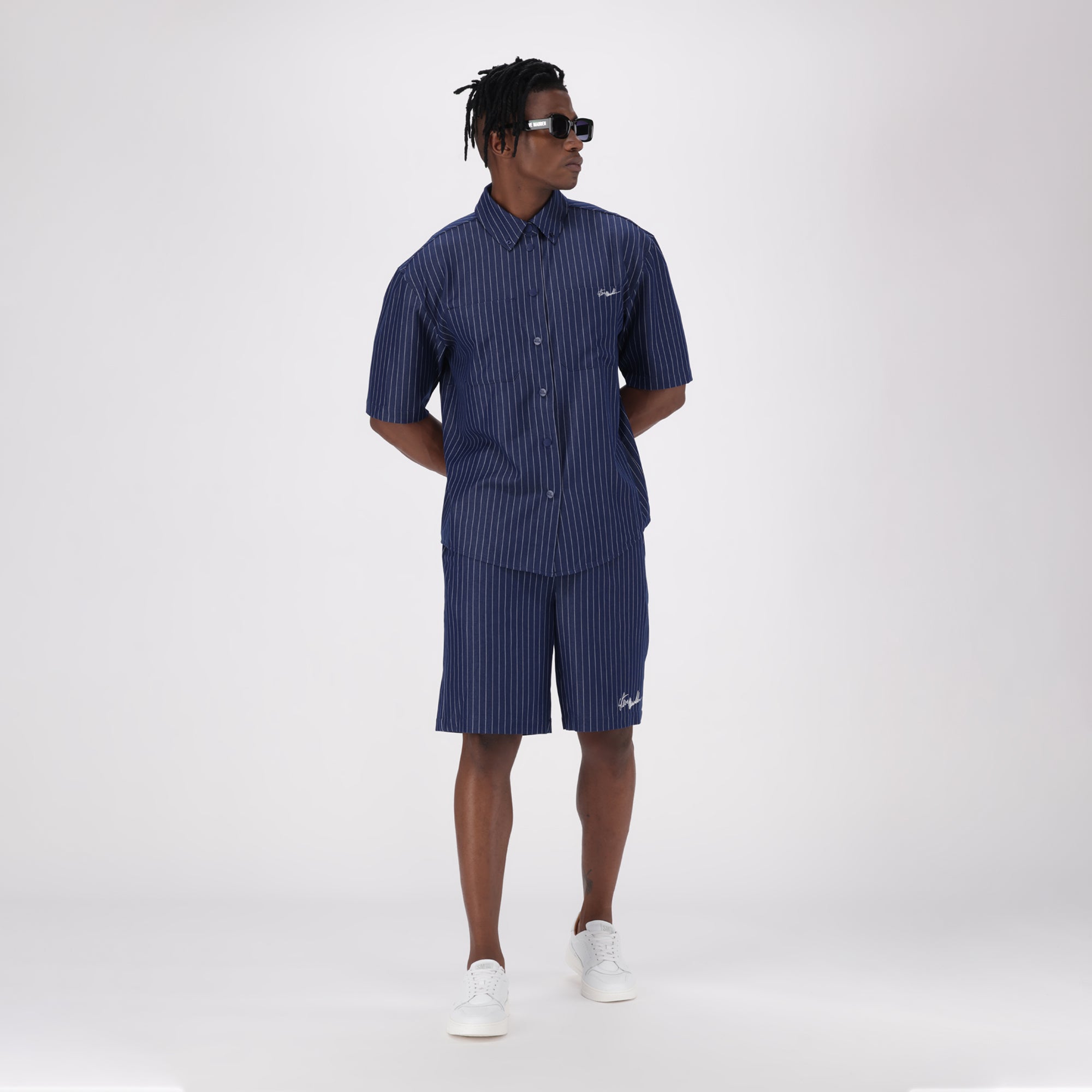 PETER NAVY PIN STRIPE SHIRT - view 5