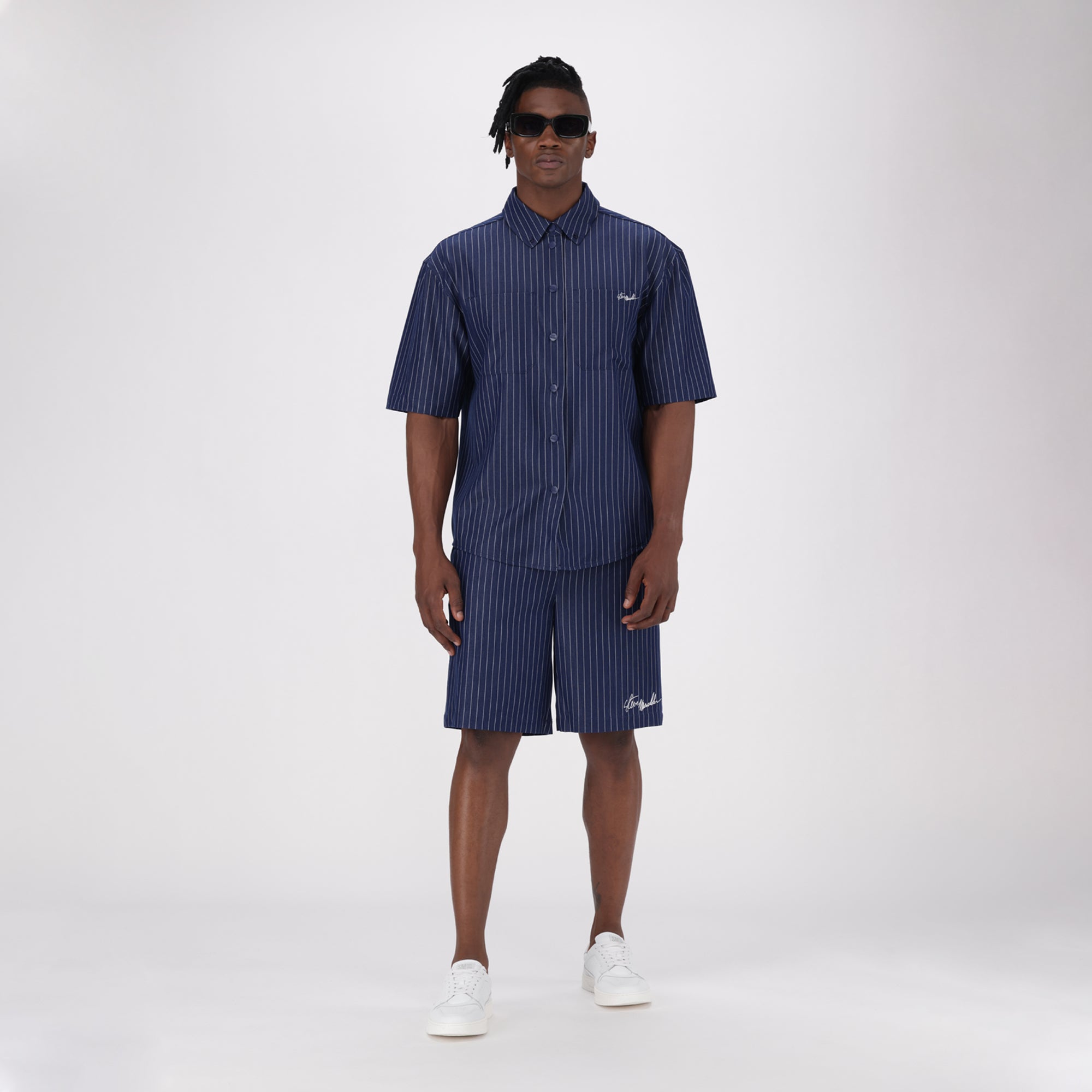 PATRICK NAVY PIN STRIPE SHORTS - view 5