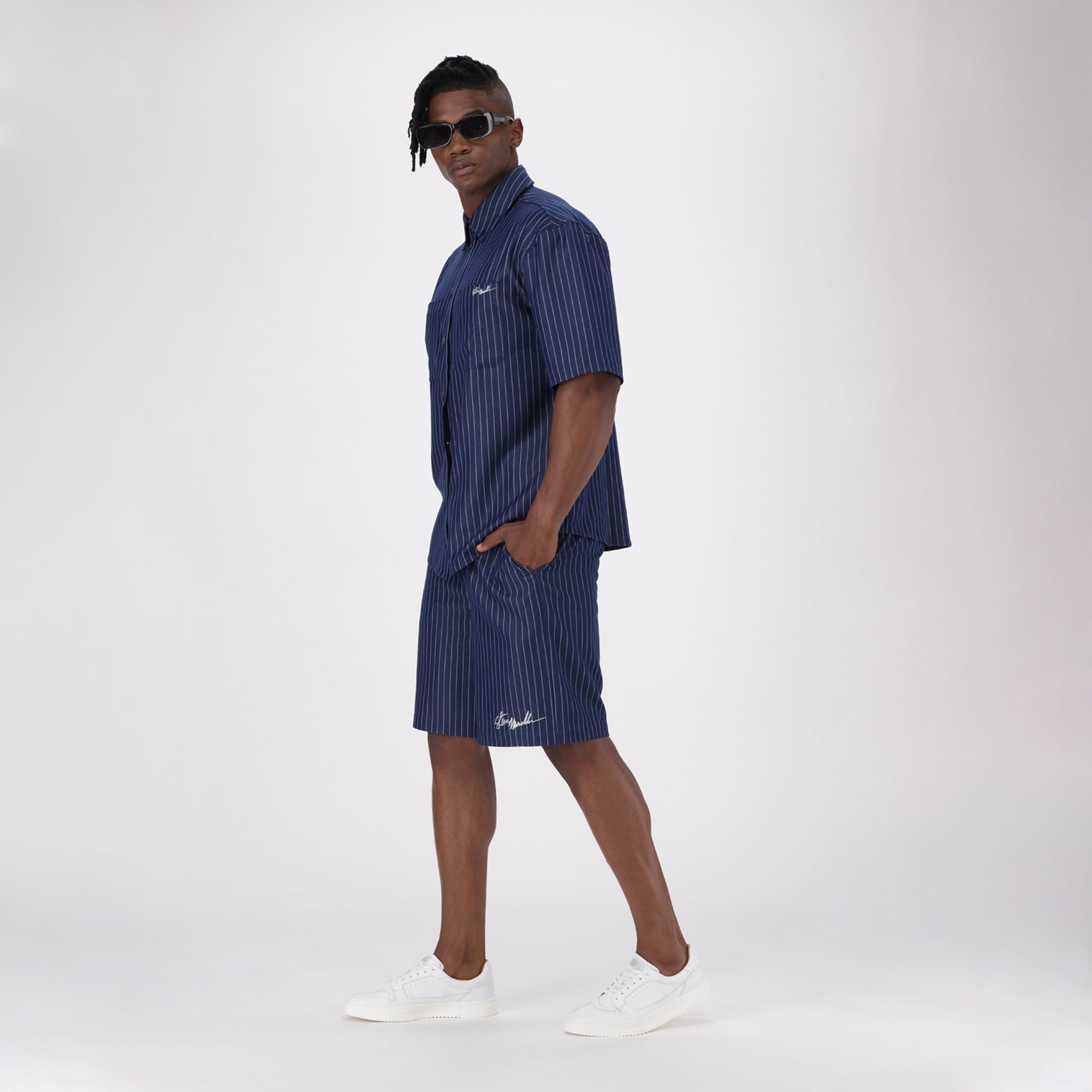 PATRICK NAVY PIN STRIPE SHORTS - view 4