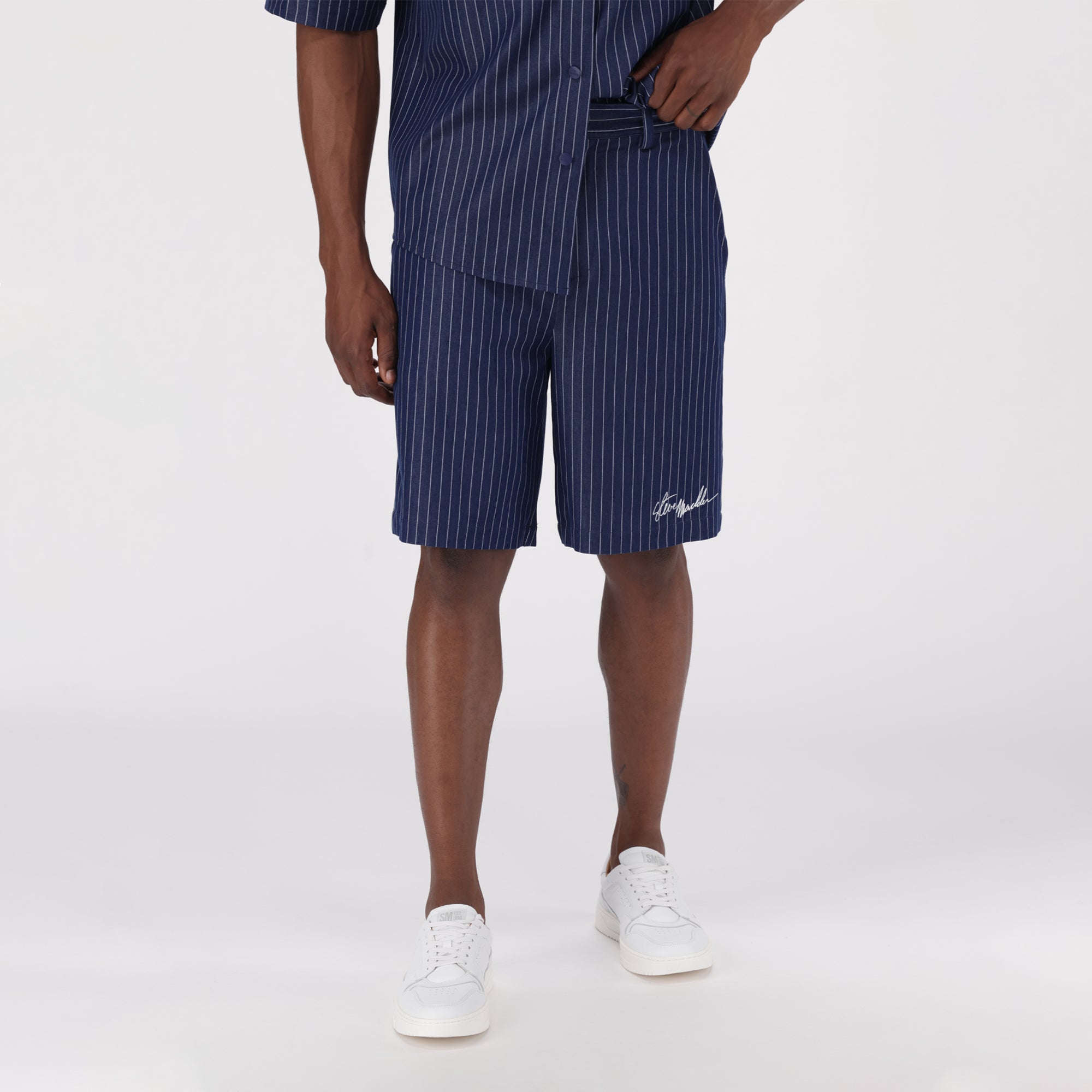 PATRICK NAVY PIN STRIPE SHORTS