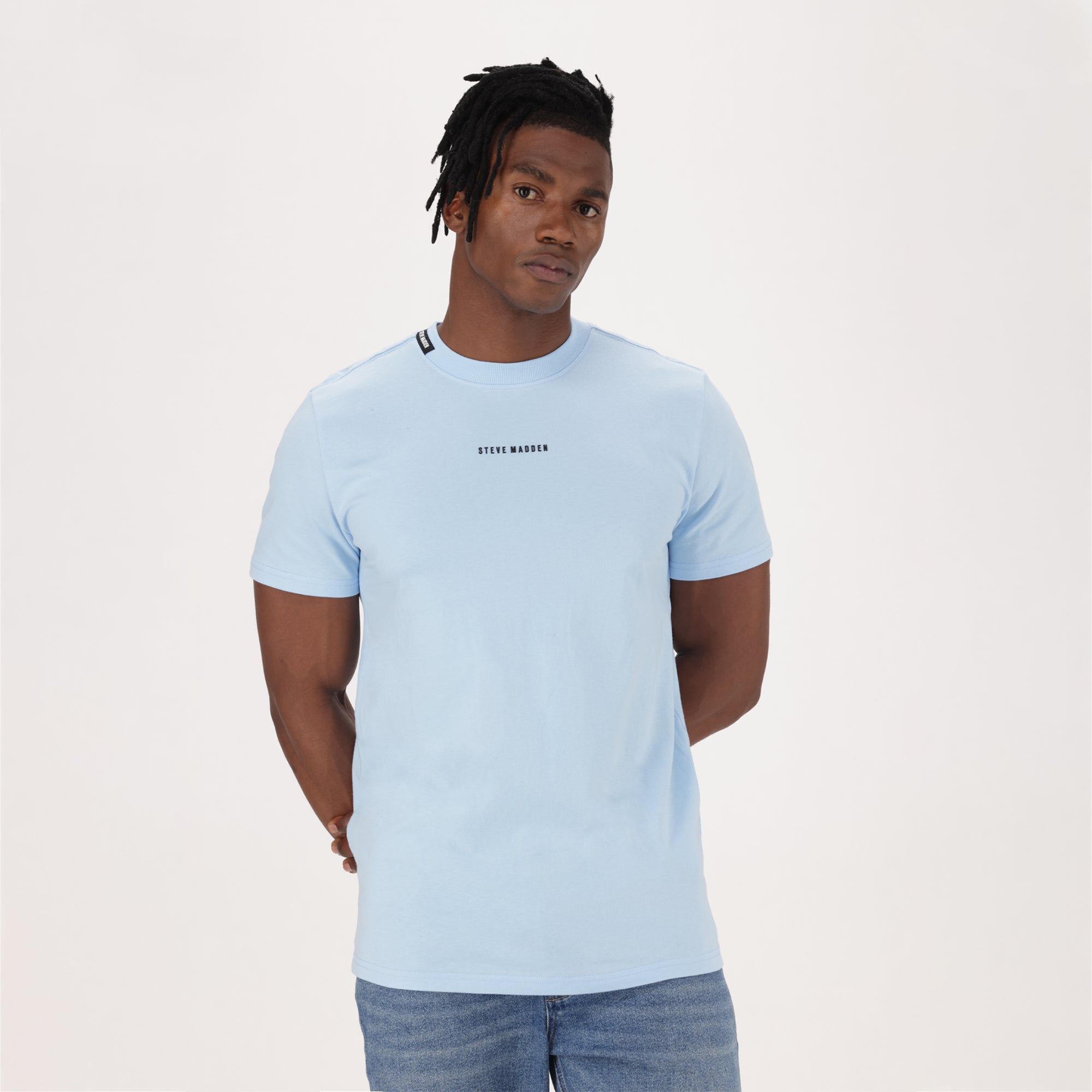 CHRISTIAN LIGHT BLUE CREW NECK T-SHIRT