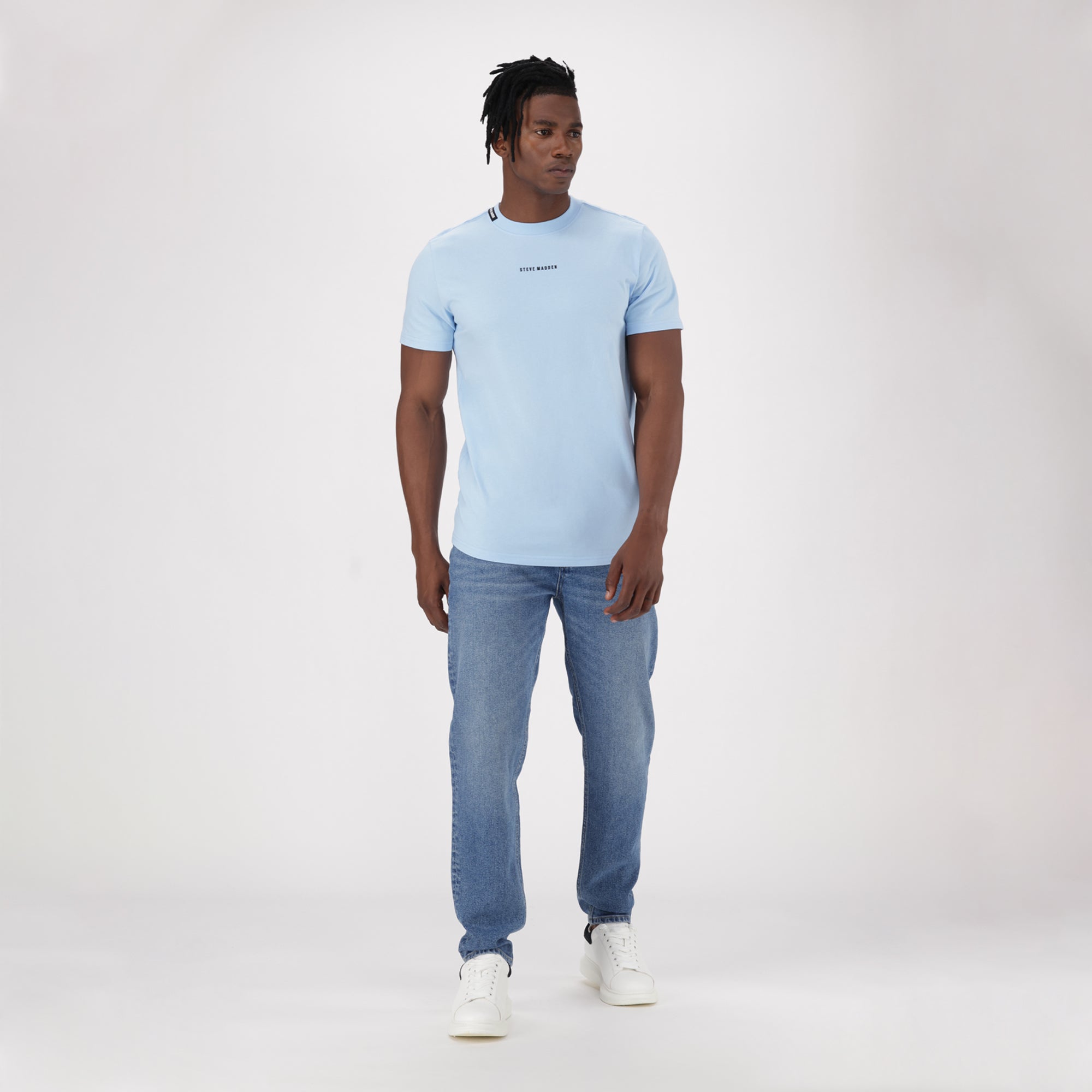 CHRISTIAN LIGHT BLUE CREW NECK T-SHIRT - view 3