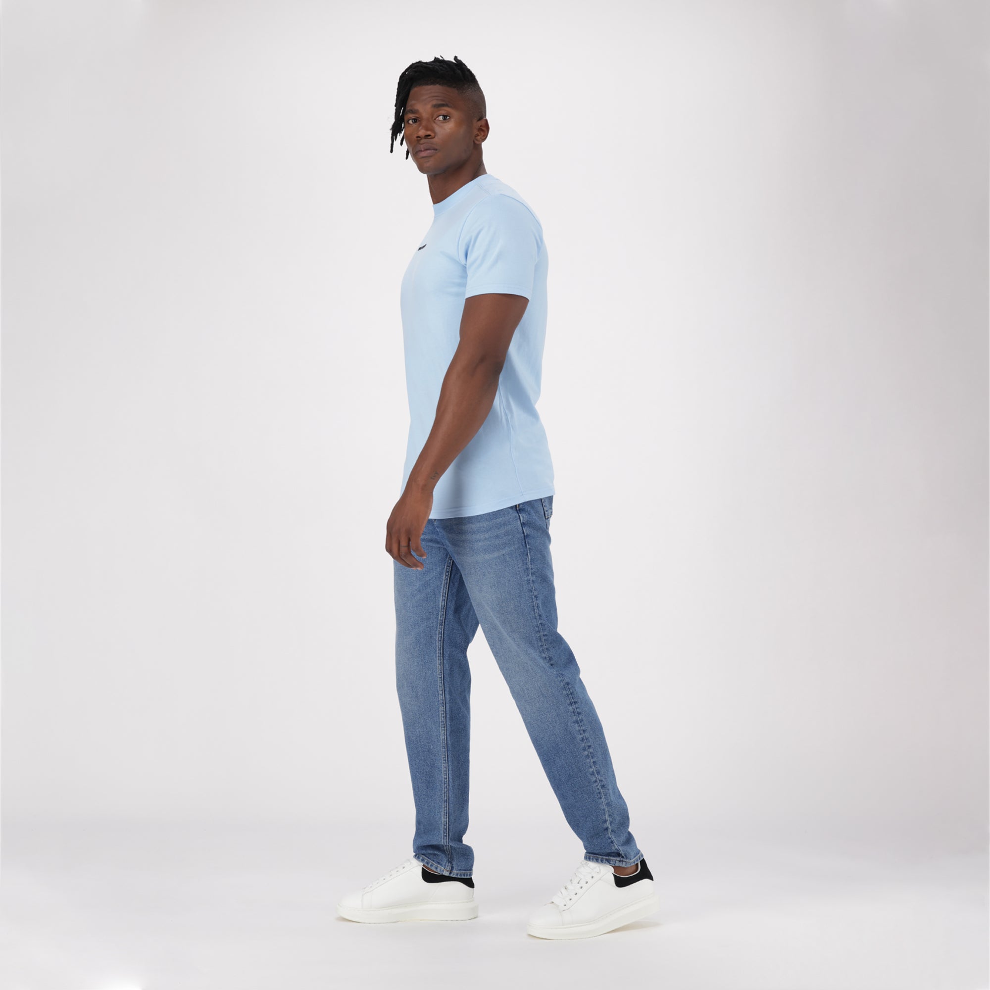 CHRISTIAN LIGHT BLUE CREW NECK T-SHIRT - view 5
