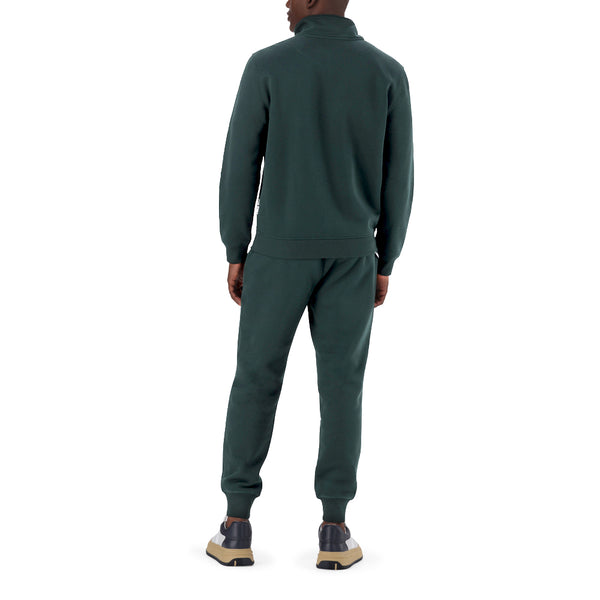 ASHER PINE GREEN  COLLARED FLEECE SWEAT WITH 1/4/ ZIP