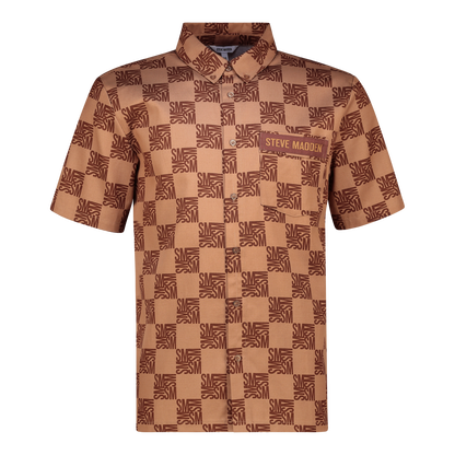 SILAS CAMEL CHECKER BLOCK SHIRT