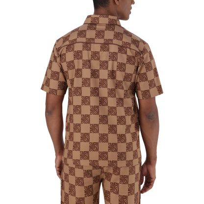 SILAS CAMEL CHECKER BLOCK SHIRT