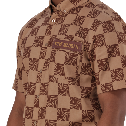 SILAS CAMEL CHECKER BLOCK SHIRT