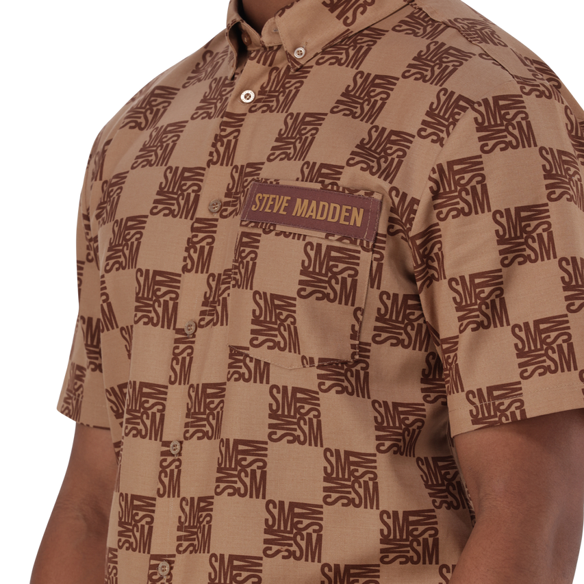 SILAS CAMEL CHECKER BLOCK SHIRT