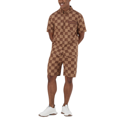 SILAS CAMEL CHECKER BLOCK SHIRT