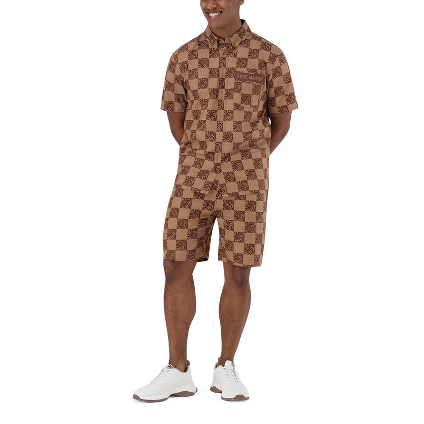 SILAS CAMEL CHECKER BLOCK SHIRT