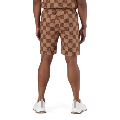 CARSON CAMEL CHECKER BLOCK SHORTS