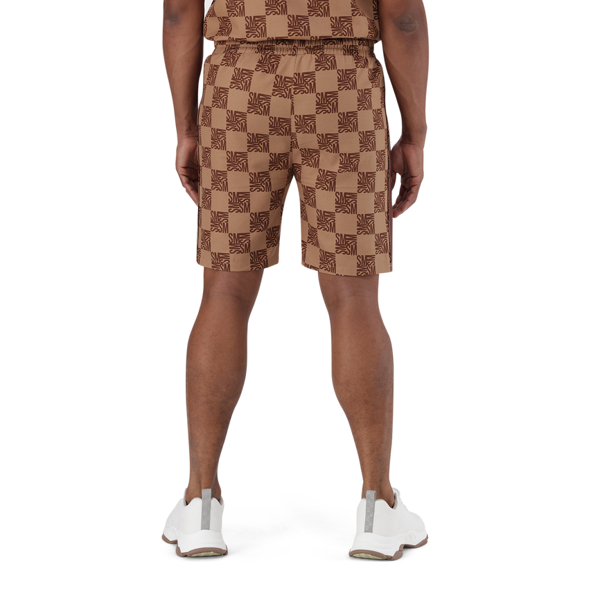 CARSON CAMEL CHECKER BLOCK SHORTS