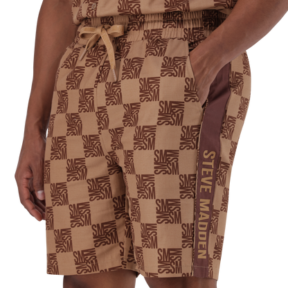 CARSON CAMEL CHECKER BLOCK SHORTS