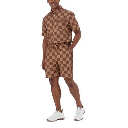 CARSON CAMEL CHECKER BLOCK SHORTS