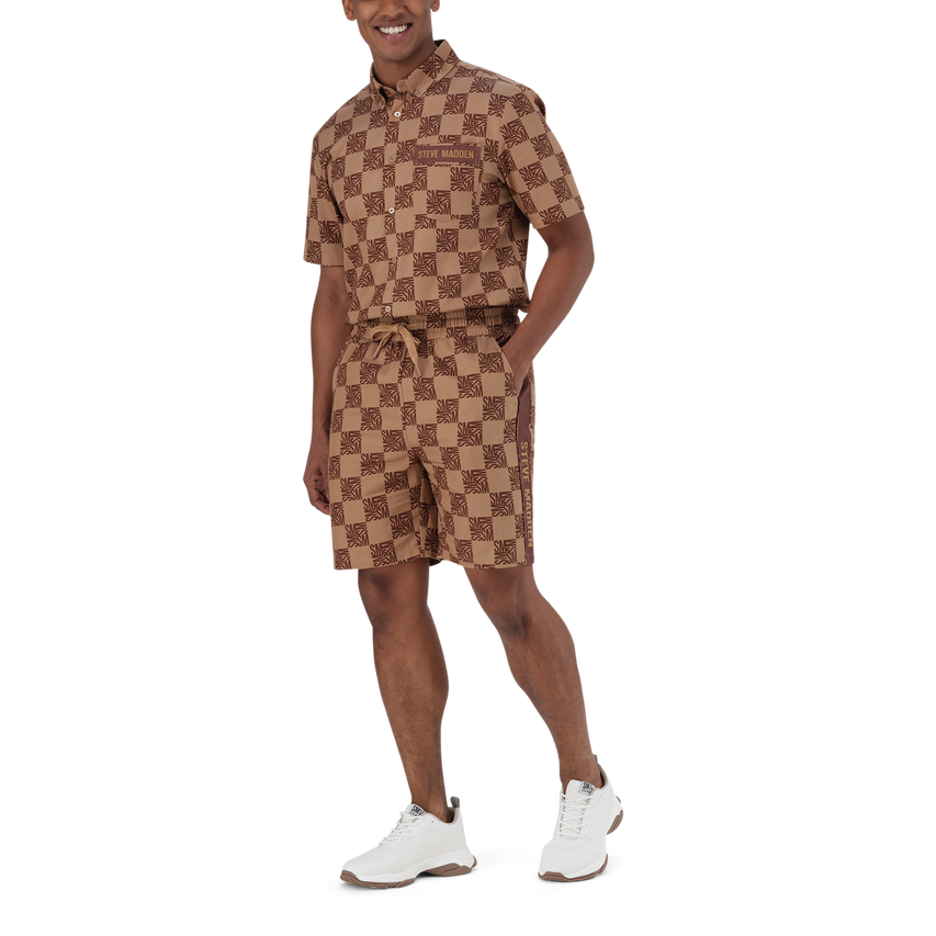 CARSON CAMEL CHECKER BLOCK SHORTS