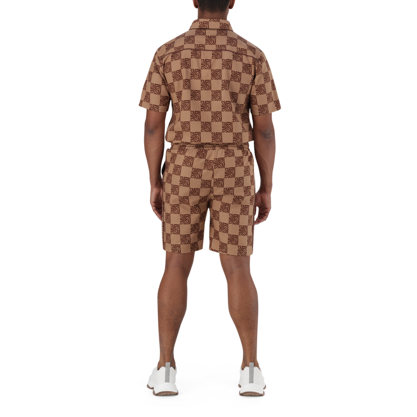 CARSON CAMEL CHECKER BLOCK SHORTS