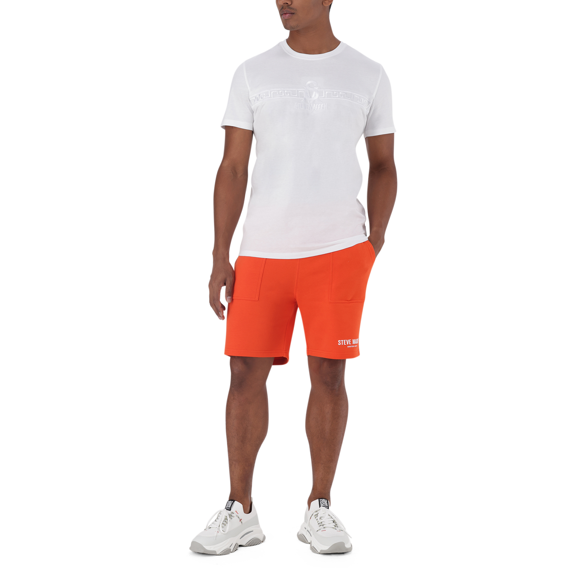 THOMAS WHITE CREW NECK LOGO T-SHIRT