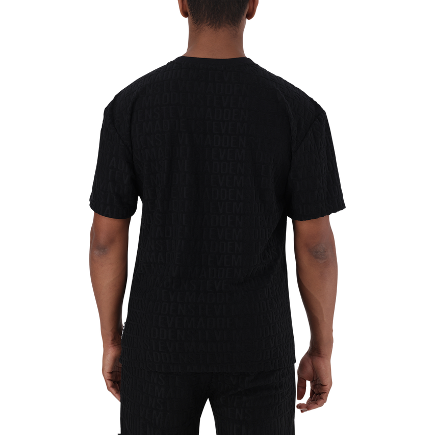 CALEB BLACK EMBOSSED T-SHIRT