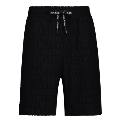 ASHTON BLACK EMBOSSED JOGGER SHORTS