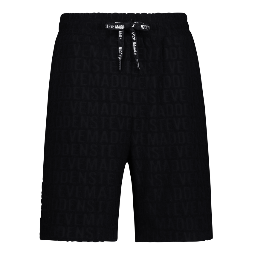 ASHTON BLACK EMBOSSED JOGGER SHORTS