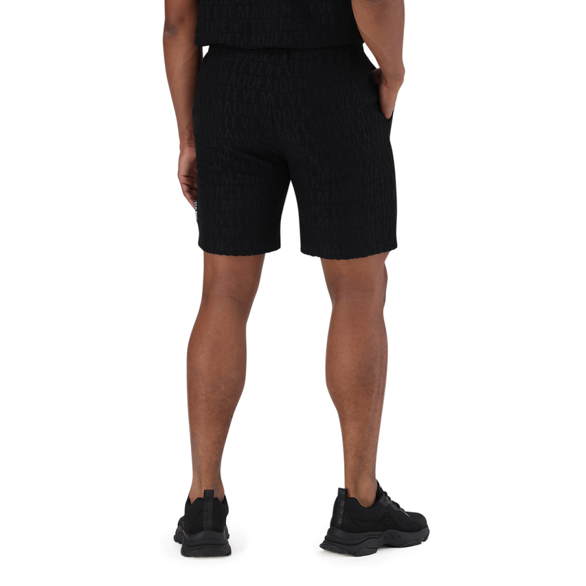 ASHTON BLACK EMBOSSED JOGGER SHORTS