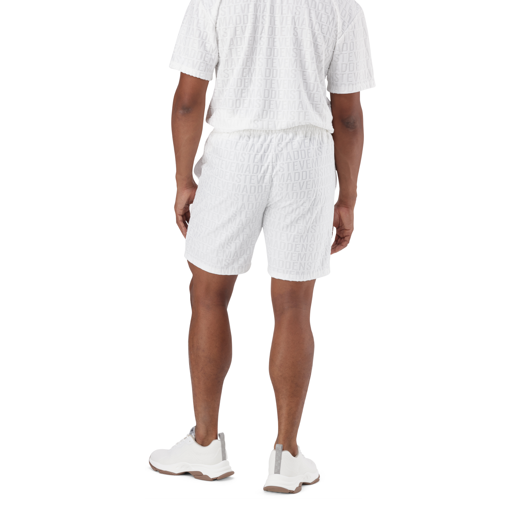 ASHTON OFF WHITE EMBOSSED JOGGER SHORTS