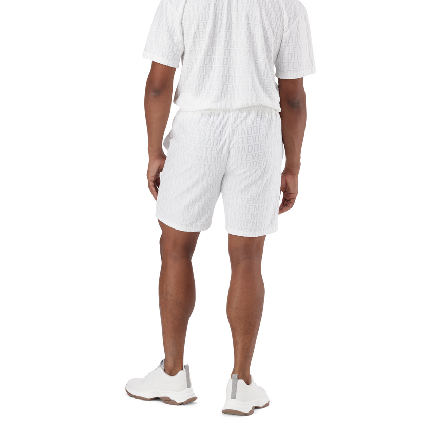 ASHTON OFF WHITE EMBOSSED JOGGER SHORTS