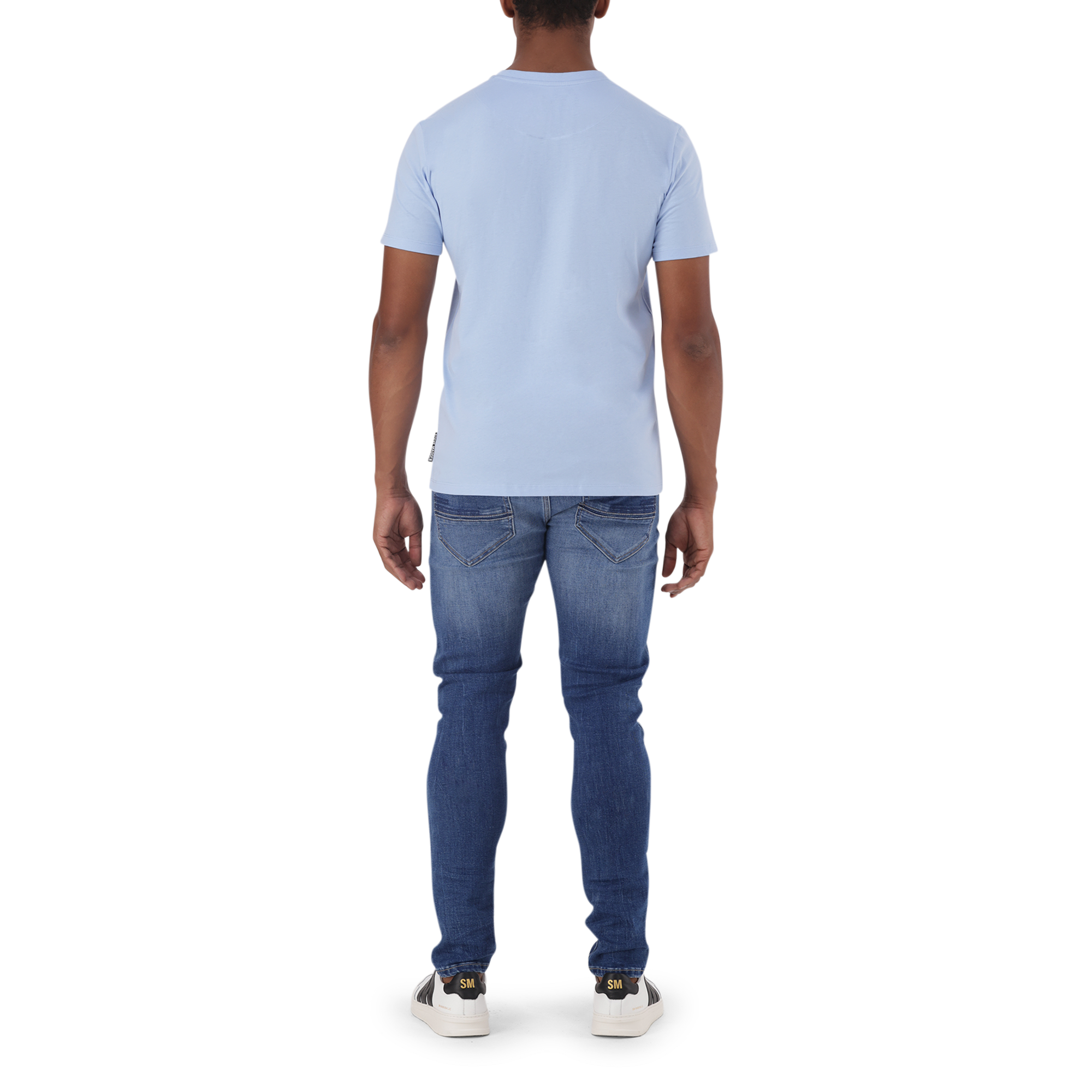 JACE CREW CHARMBRAY BLUE NECK LOGO T-SHIRT