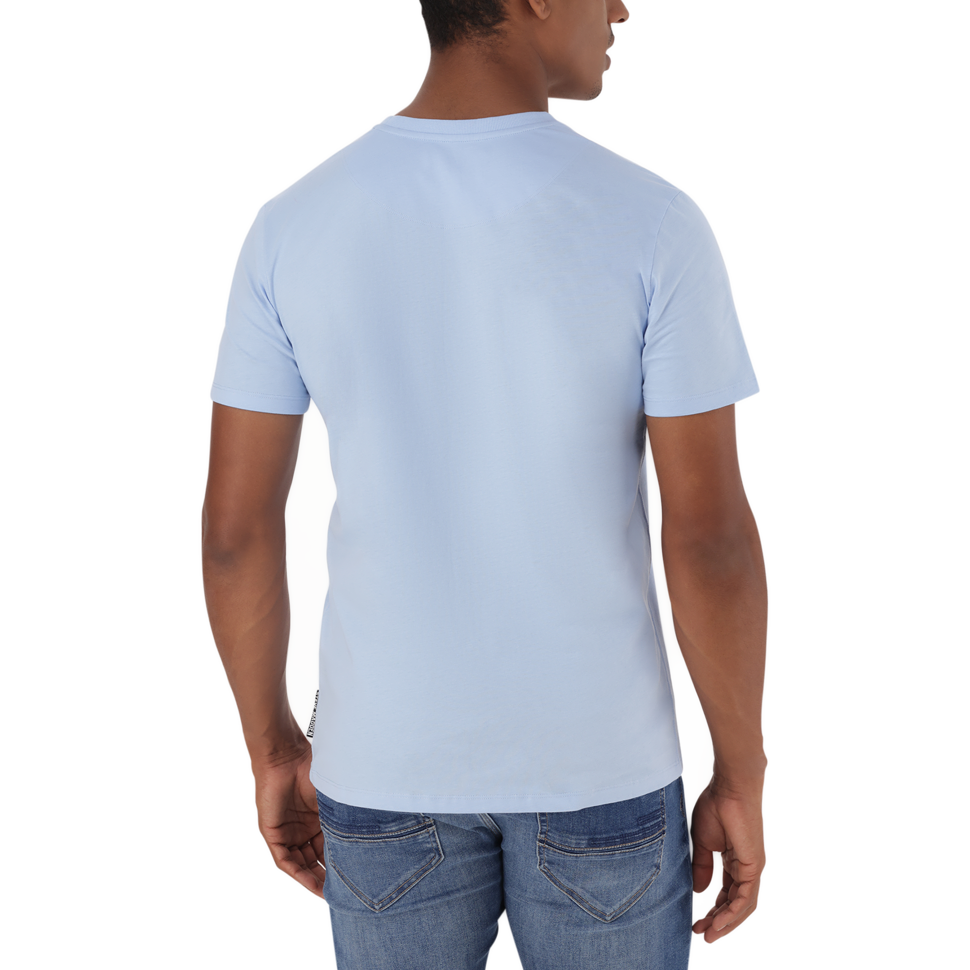 JACE CREW CHARMBRAY BLUE NECK LOGO T-SHIRT