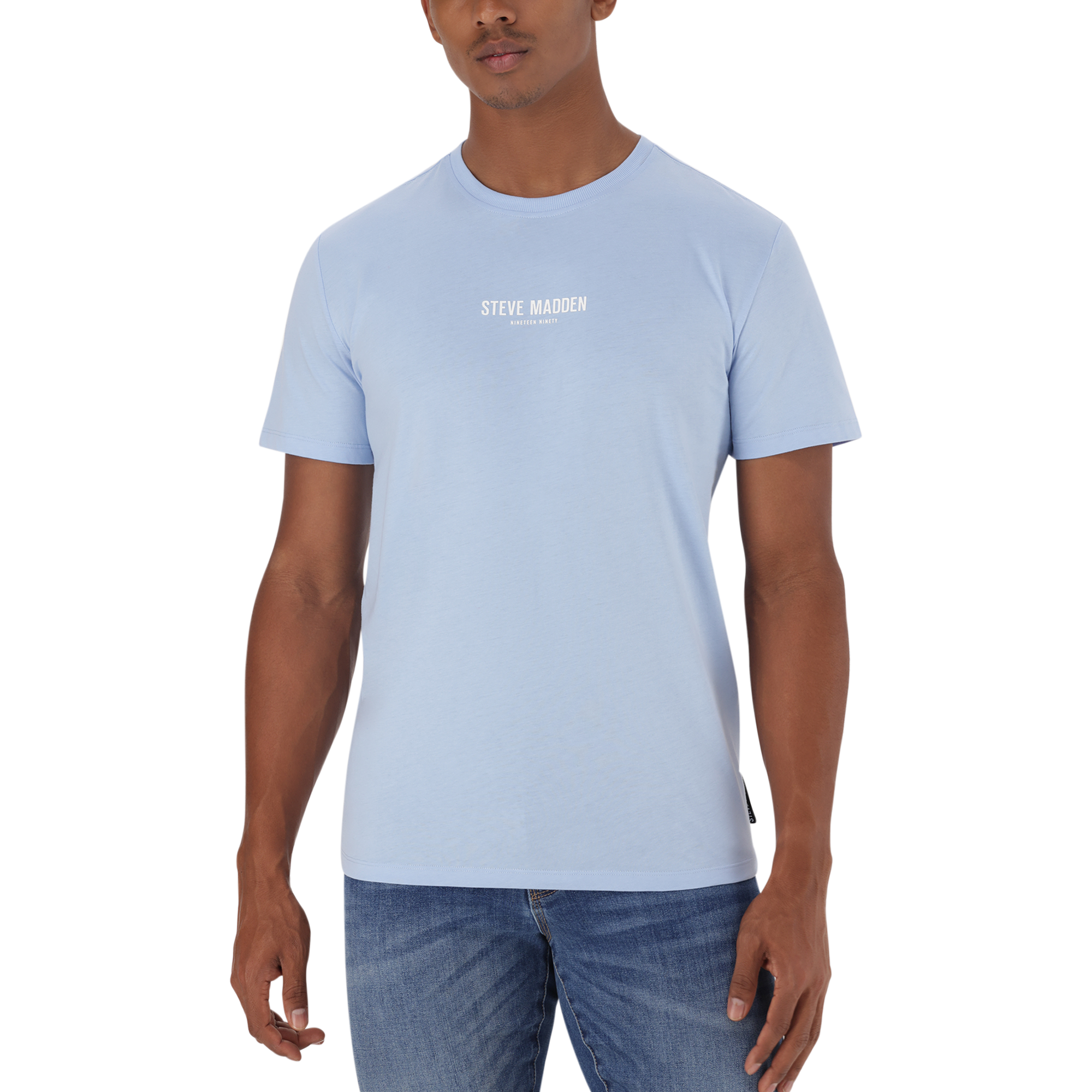 JACE CREW CHARMBRAY BLUE NECK LOGO T-SHIRT