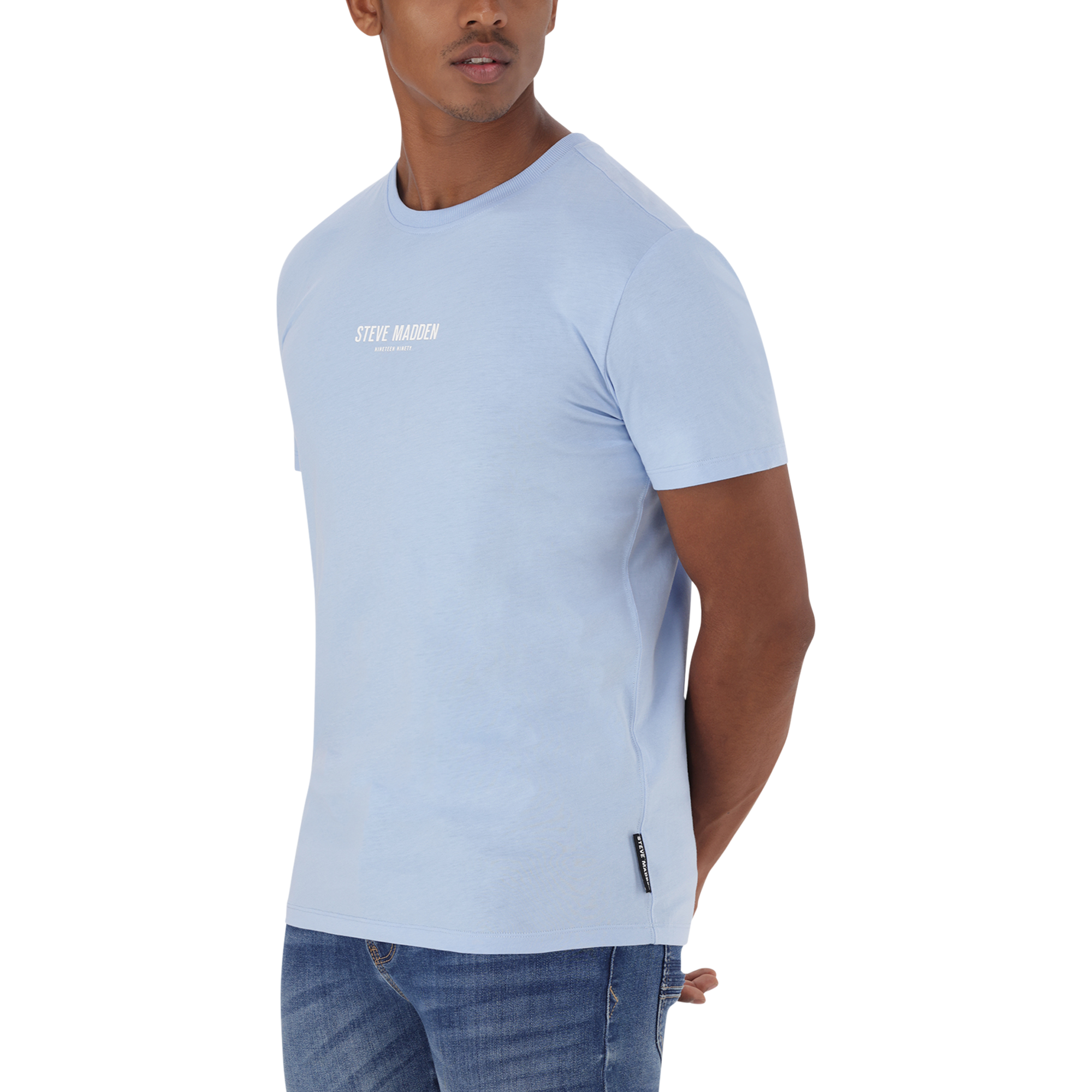 JACE CREW CHARMBRAY BLUE NECK LOGO T-SHIRT