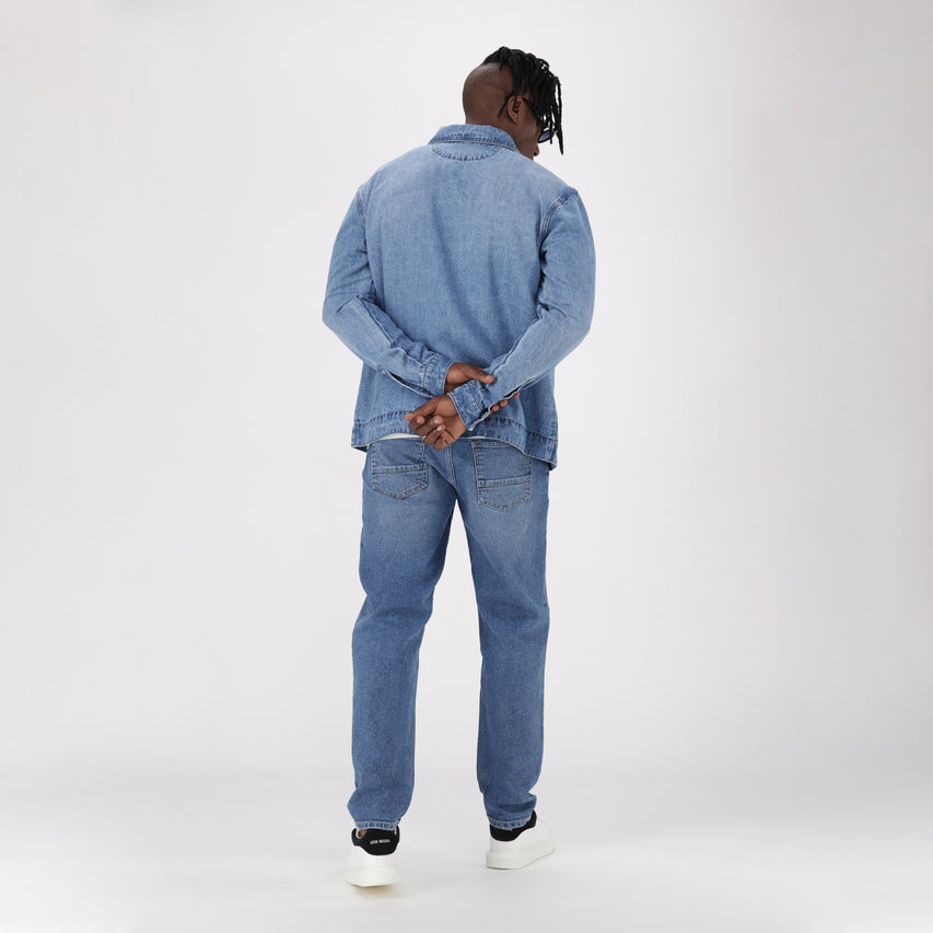 DYLAN MID BLUE DENIM SHACKET - view 6
