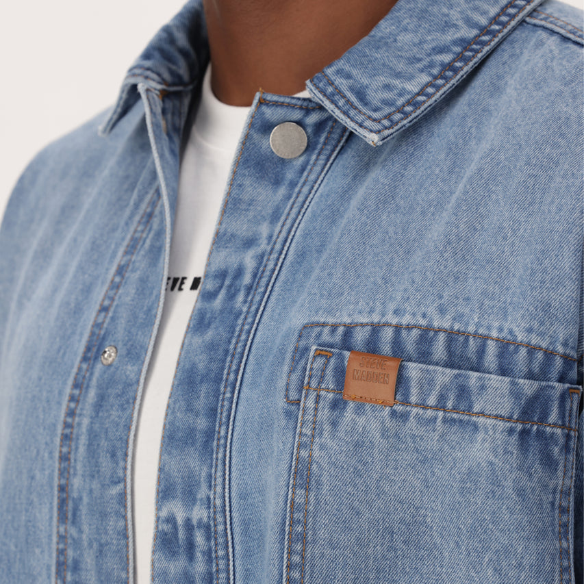 DYLAN MID BLUE DENIM SHACKET - view 2
