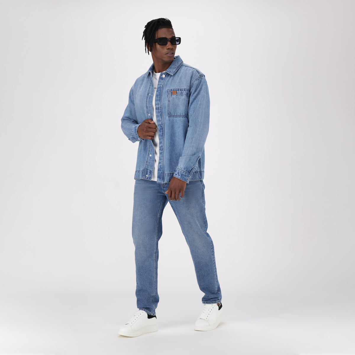 DYLAN MID BLUE DENIM SHACKET - view 4
