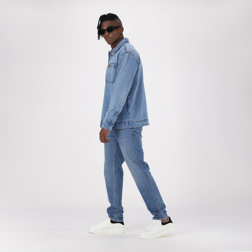 DYLAN MID BLUE DENIM SHACKET - view 5