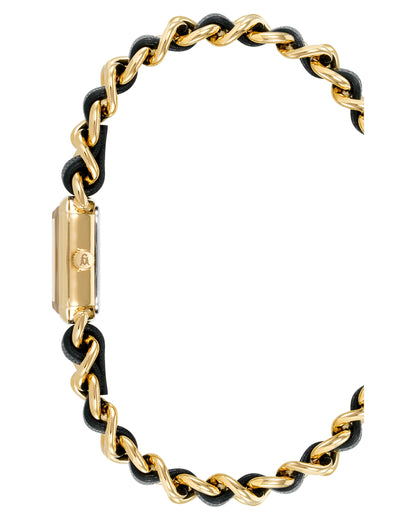 CHAIN WATCH AND BRACELET SET GOLD BLACK