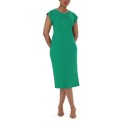 ELLE EMERALD TUNIC MIDI DRESS WITH POPPERS