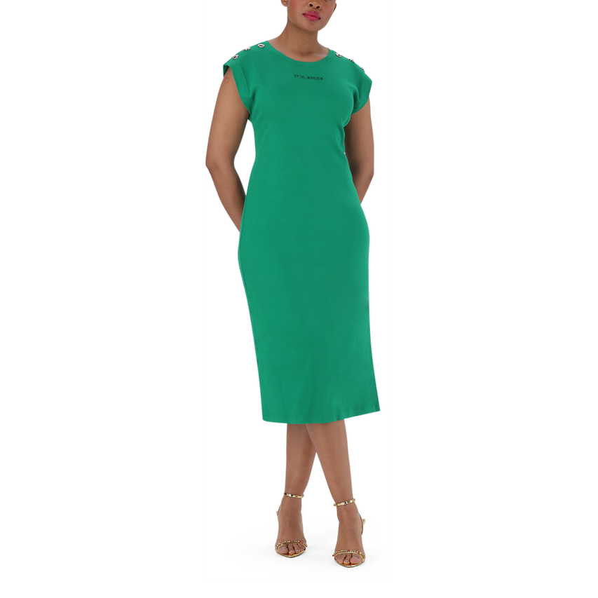 ELLE EMERALD TUNIC MIDI DRESS WITH POPPERS