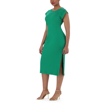 ELLE EMERALD TUNIC MIDI DRESS WITH POPPERS