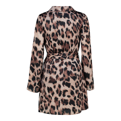 MICHAELA ANIMAL PRINT SATIN SHIRT DRESS