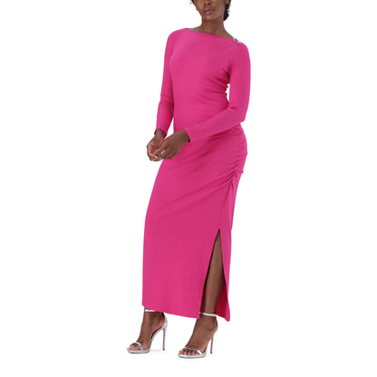 ARIELLA PINK BOATNECK MAXI BODYCON DRESS