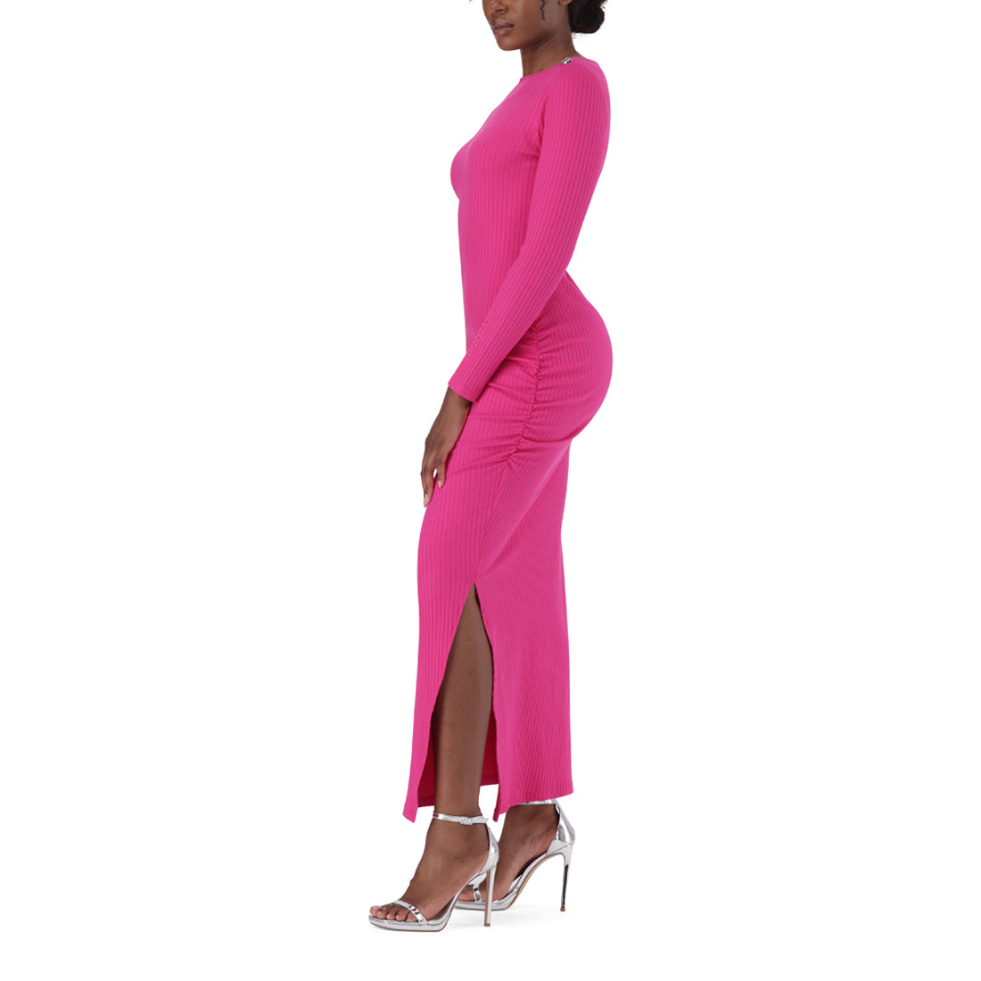 ARIELLA PINK BOATNECK MAXI BODYCON DRESS