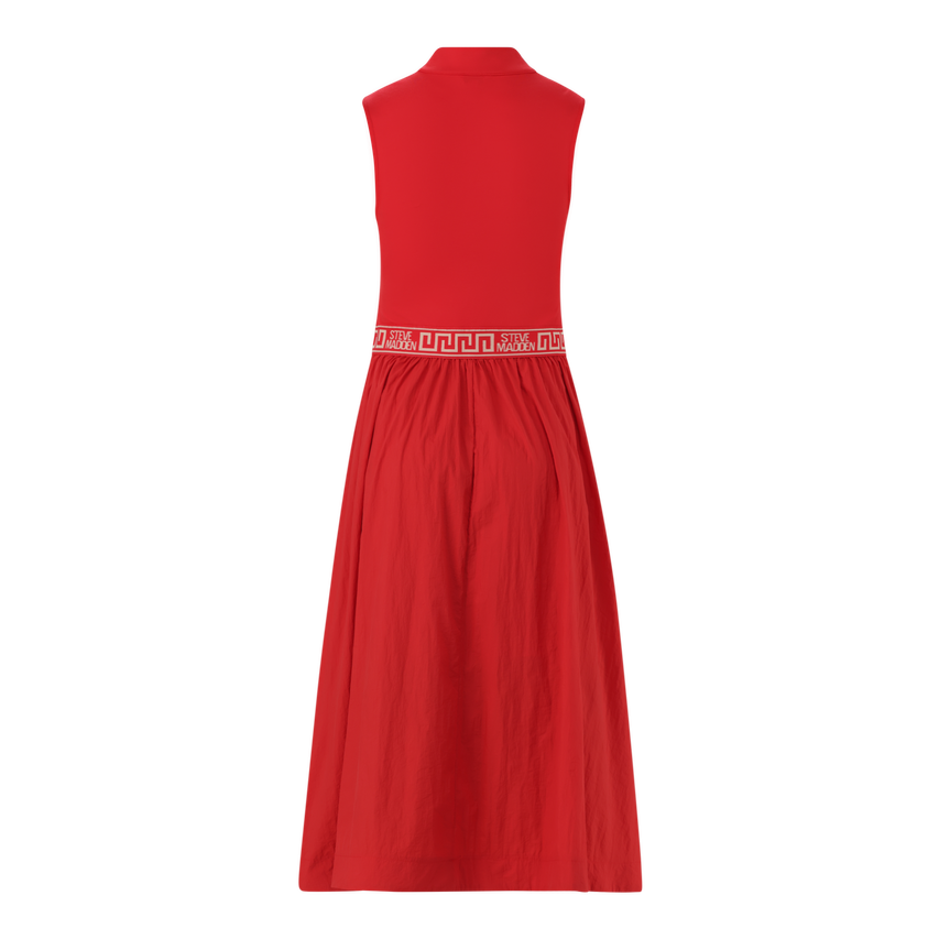FARAH RED FIT & FLARE QUARTER ZIP DRESS
