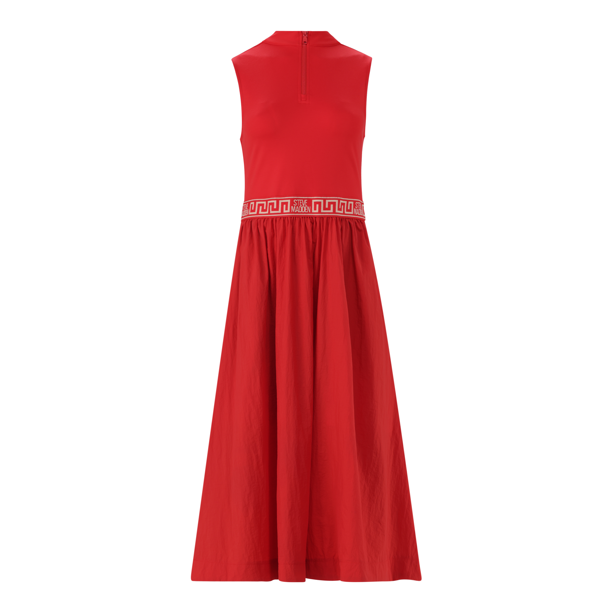 FARAH RED FIT & FLARE QUARTER ZIP DRESS
